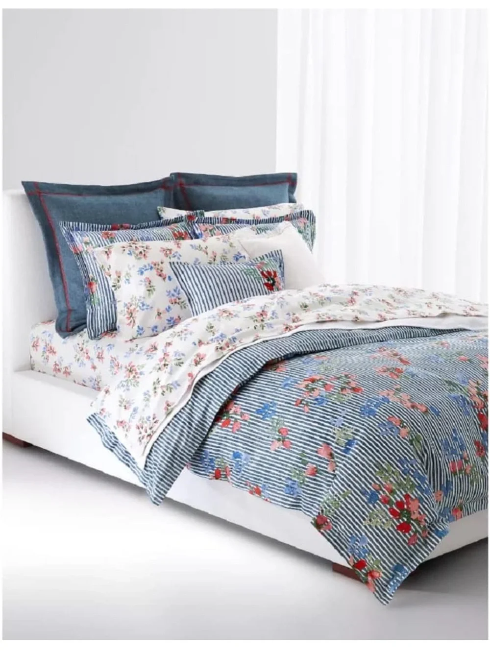 NWT❤️Lauren Ralph Lauren Maggie Floral Stripe Full/Queen 3 pc Duvet Cover Set